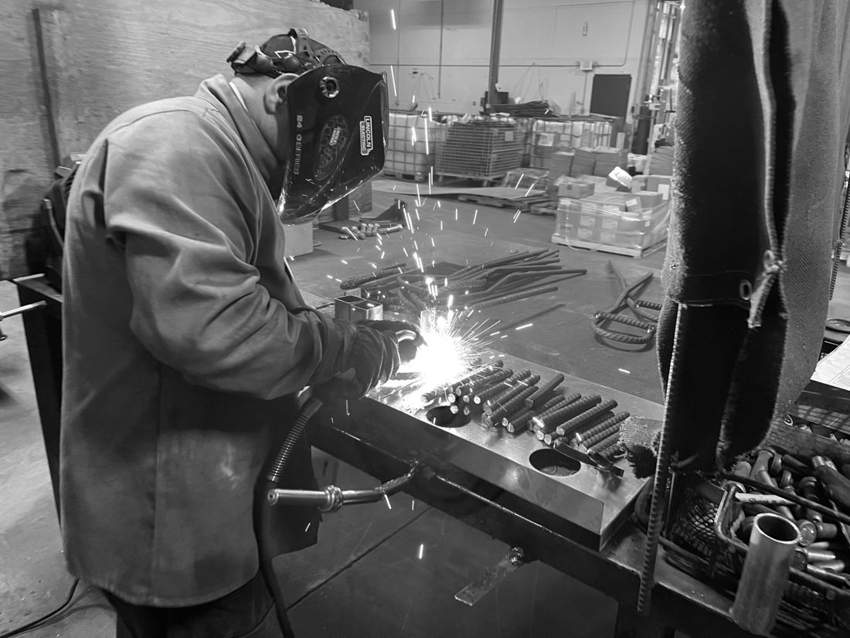 Welding an architectural component at Ridgefield